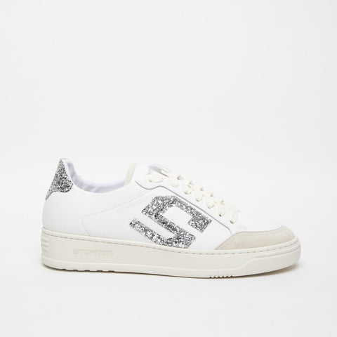 S-ONE DIAMOND WHITE WOMEN'S SNEAKERS IN LEATHER WITH GLITTER