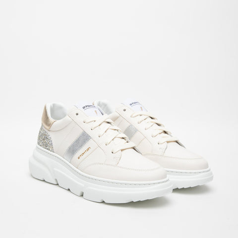 GIN 449 BEIGE WOMEN'S LEATHER SNEAKERS