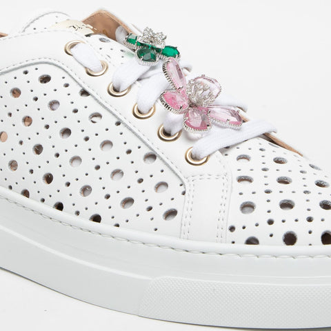FLO 132D WOMEN'S WHITE LEATHER SNEAKERS