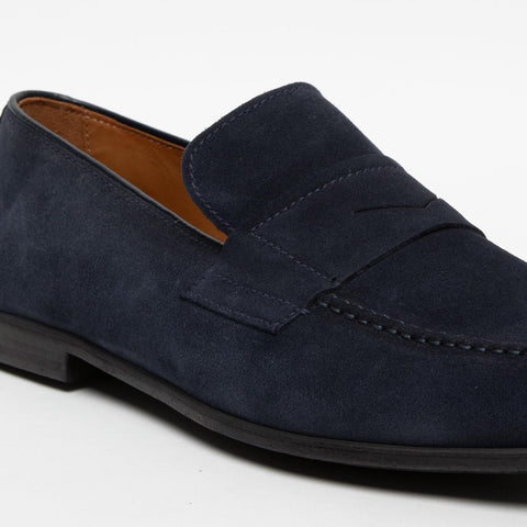 MEN'S BLUE LEATHER LOAFERS