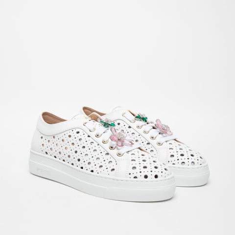 FLO 132D WOMEN'S WHITE LEATHER SNEAKERS