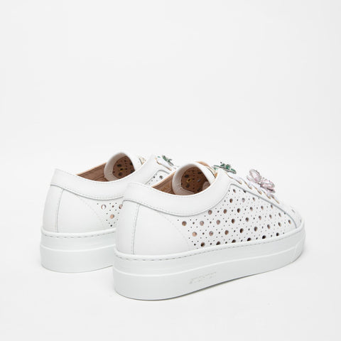 FLO 132D WOMEN'S WHITE LEATHER SNEAKERS