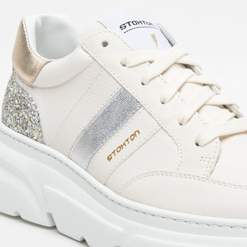 GIN 449 BEIGE WOMEN'S LEATHER SNEAKERS