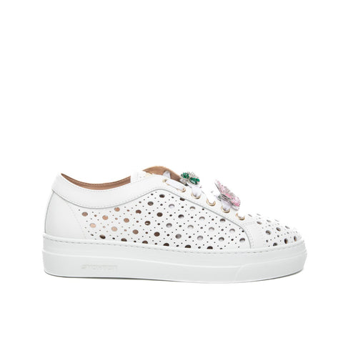 FLO 132D WOMEN'S WHITE LEATHER SNEAKERS