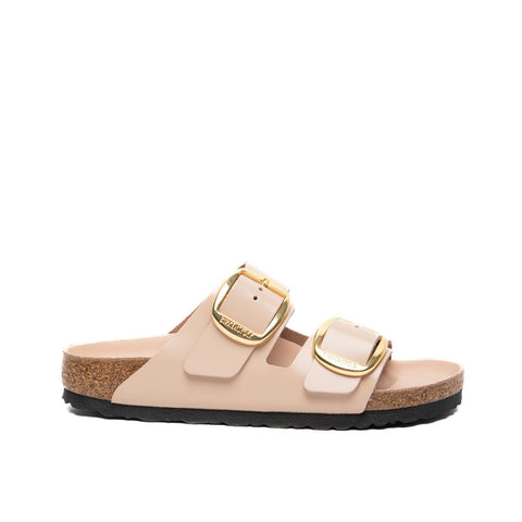ARIZONA BIG BUCKLE HIGH-SHINE NEW BEIGE CIABATTA DONNA IN PELLE