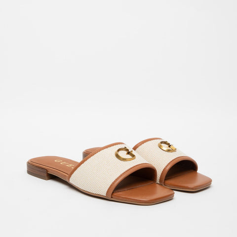 WOMEN'S LEATHER SLIPPER IN FABRIC AND IMITATION OF LEATHER