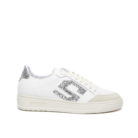 S-ONE DIAMOND WHITE WOMEN'S SNEAKERS IN LEATHER WITH GLITTER