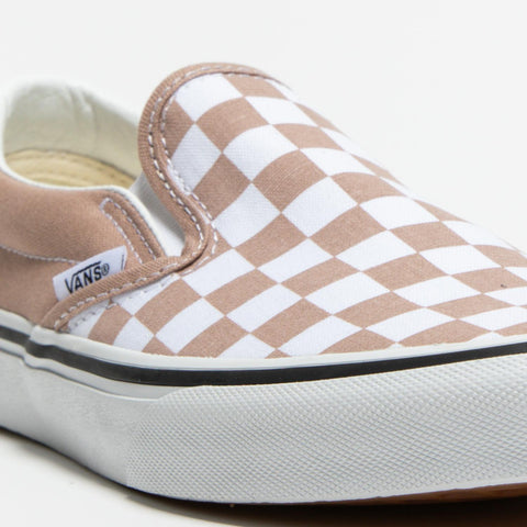 CLASSIC SLIP ON BEIGE CHECKERBOARD SNEAKERS UNISEX IN TESSUTO