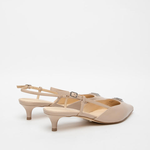 SLING BACK BEIGE WOMEN'S LEATHER