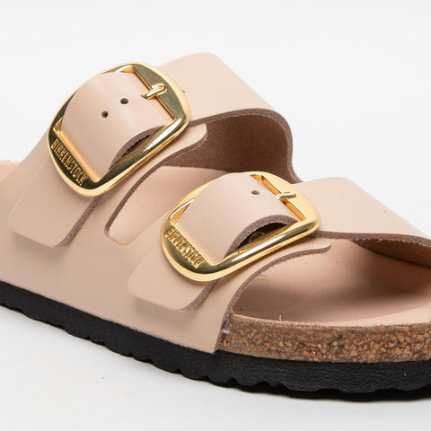 ARIZONA BIG BUCKLE HIGH-SHINE NEW BEIGE CIABATTA DONNA IN PELLE