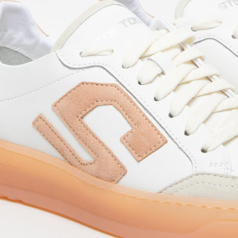 S-ONE PEACH WHITE WOMEN'S LEATHER SNAEKERS