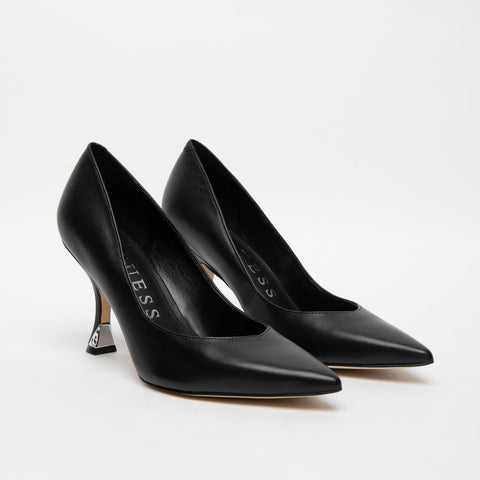 WOMEN'S BLACK LEATHER DECOLLETE