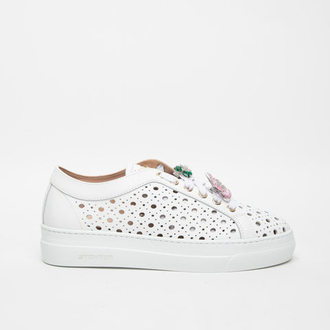 FLO 132D WOMEN'S WHITE LEATHER SNEAKERS