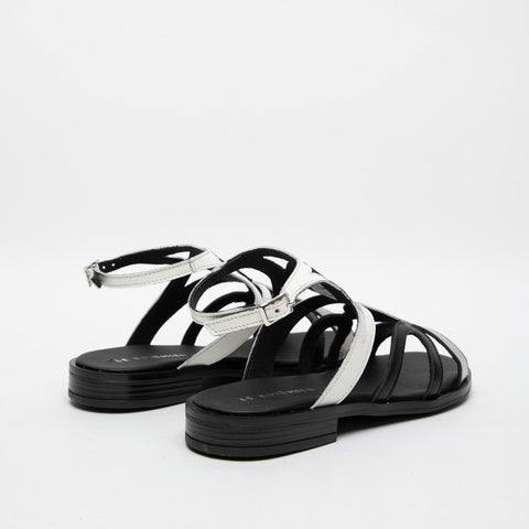 SANDALO BIANCO/NERO DONNA IN PELLE SC08 CRAK ACCIAIOBIANCO LE BOHEMIEN 