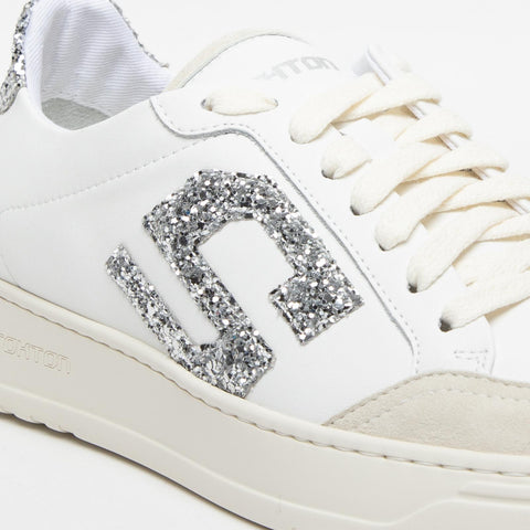 S-ONE DIAMOND WHITE WOMEN'S SNEAKERS IN LEATHER WITH GLITTER