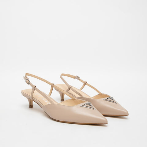 SLING BACK BEIGE WOMEN'S LEATHER