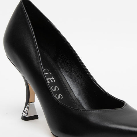 WOMEN'S BLACK LEATHER DECOLLETE