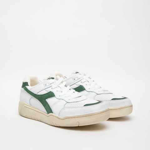 B.560 USED  WHITE/FOGLIAGE GREEN SNEAKERS UOMO IN PELLE