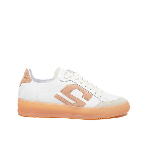 S-ONE PEACH WHITE WOMEN'S LEATHER SNAEKERS