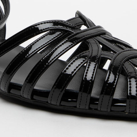 WOMEN'S BLACK SLINGBACK IN LACQUERED LEATHER