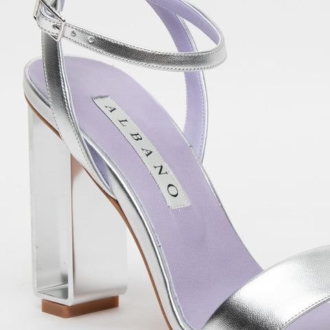 WOMEN'S SILVER SANDAL IN IMITATION LEATHER