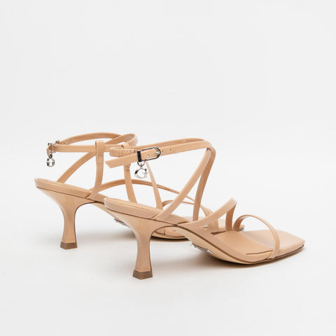 BEIGE WOMEN'S SANDAL IN LACQUERED LEATHER