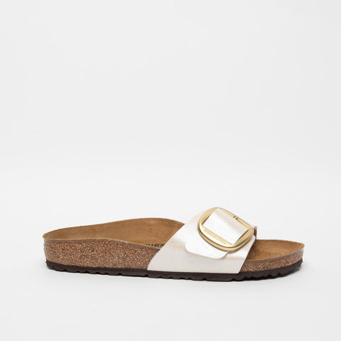 MADRID BIG BUCKLE GRACEFUL PEARL WHITE CIABATTA DONNA IN BIRKO-FLOR