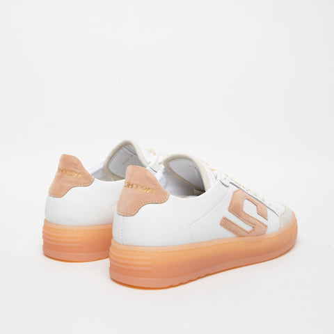 S-ONE PEACH WHITE WOMEN'S LEATHER SNAEKERS