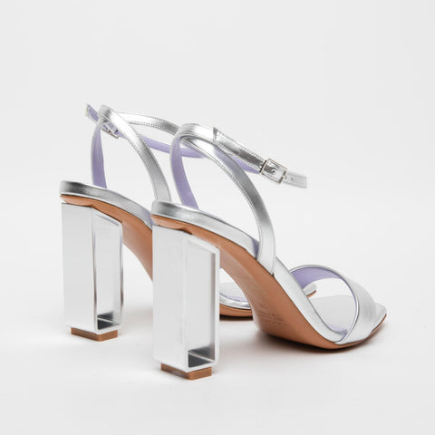 WOMEN'S SILVER SANDAL IN IMITATION LEATHER