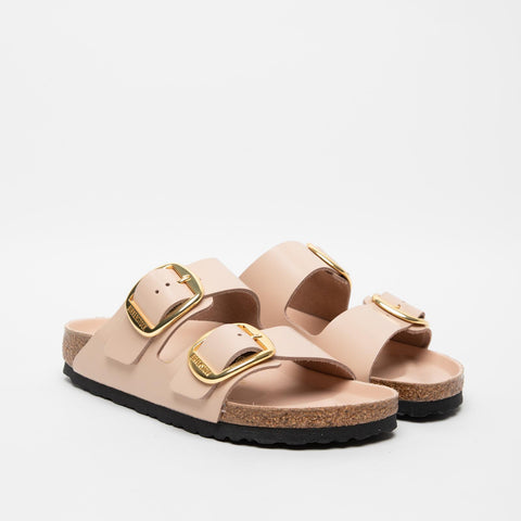 ARIZONA BIG BUCKLE HIGH-SHINE NEW BEIGE CIABATTA DONNA IN PELLE