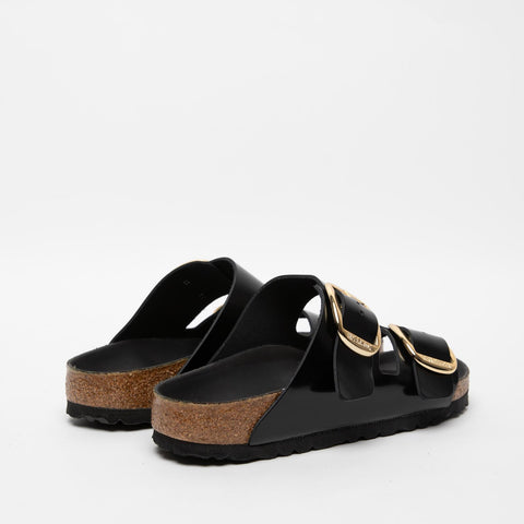 ARIZONA BIG BUCKLE HIGH SHINE BLACK CIABATTA DONNA IN PELLE