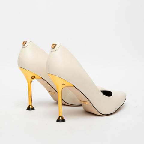 WOMEN'S CREAM LEATHER DECOLLETE