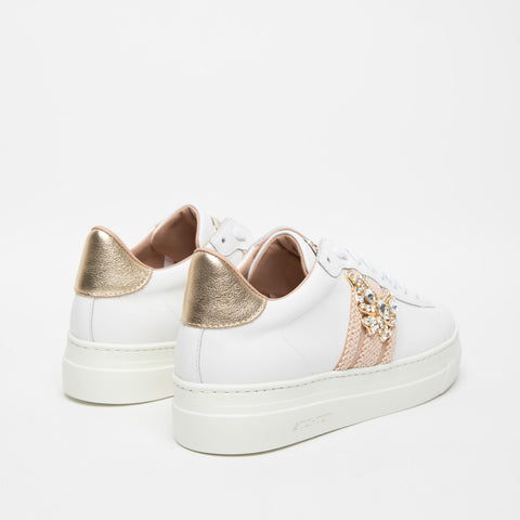 BUTTERFLY 878D WHITE WOMEN'S LEATHER SNEAKERS