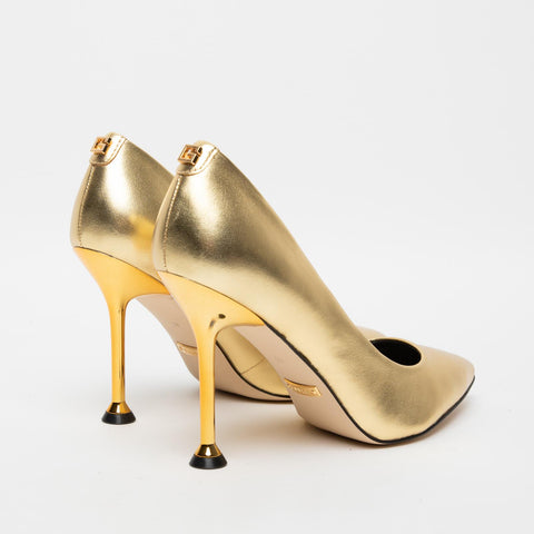 WOMEN'S GOLD DECOLLETE IN LEATHER