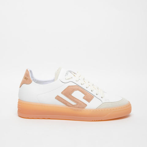 S-ONE PEACH WHITE WOMEN'S LEATHER SNAEKERS