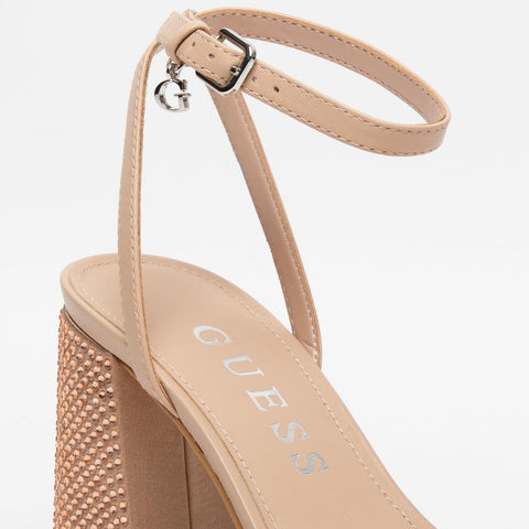 WOMEN'S BEIGE LEATHER SANDAL WITH MICRO STUDS